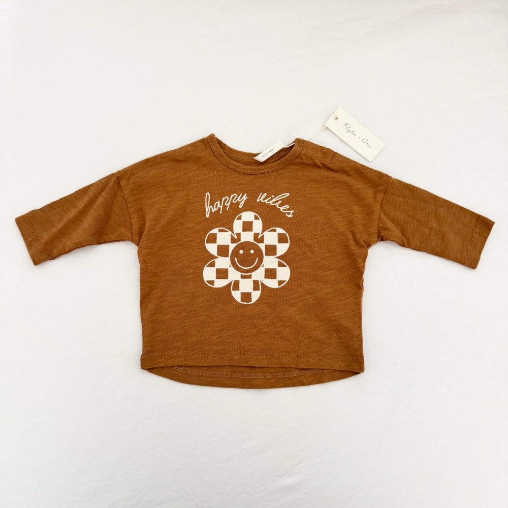 NWT // Rylee and Cru Happy Vibes Kids Brown Shirt